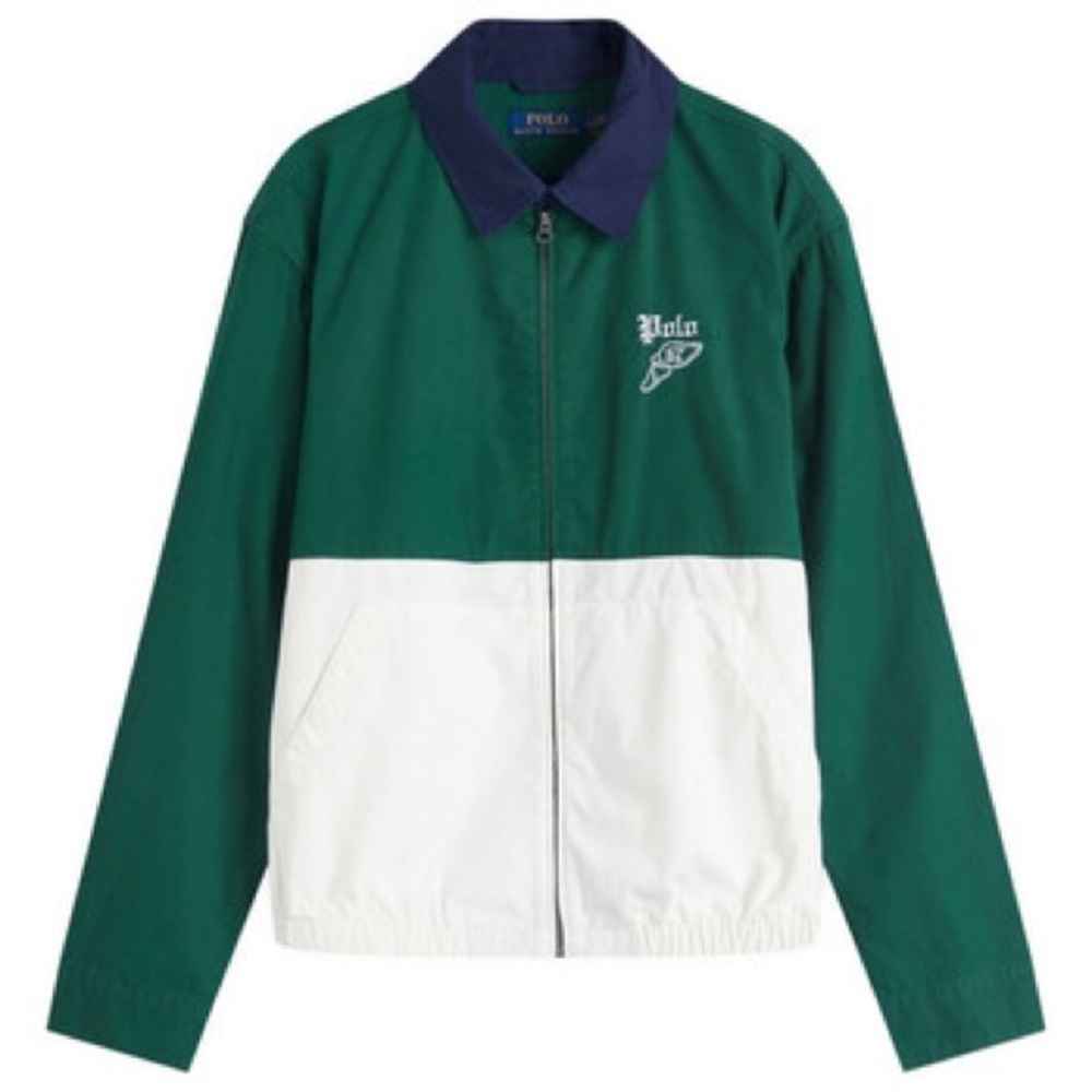 Polo by Ralph Lauren Green and White Colorblock Lightweight Jacket